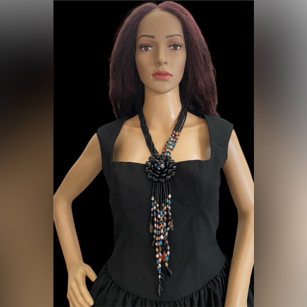 Joan Rivers Starlet beaded statement necklace with a flower accent